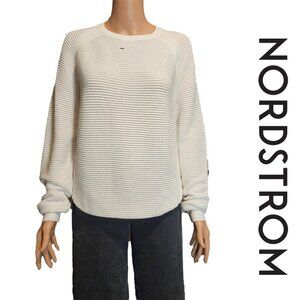 Nordstrom Textured Stitch Sweater NWT White XL Hole in chest